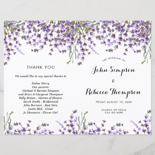 lavender floral wedding ceremony program