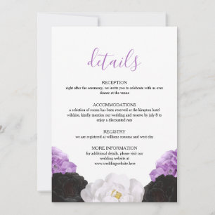 Lavender Floral Wedding Details Card
