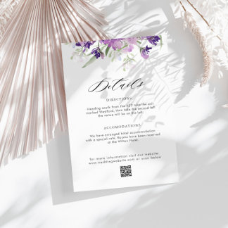 lavender floral wedding details enclosure card