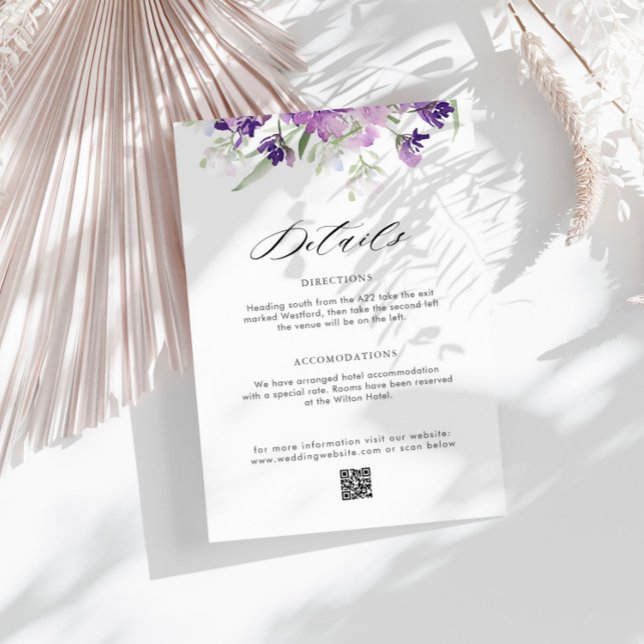 lavender floral wedding details enclosure card (Creator Uploaded)