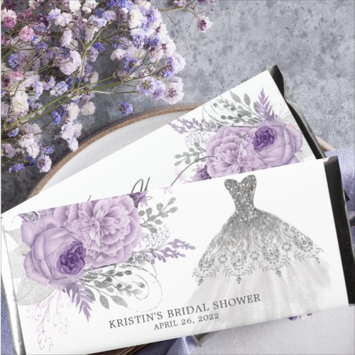 Lavender Floral Wedding Gown  Hershey Bar Favors