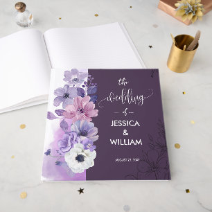 Lavender Floral Wedding Guest Book