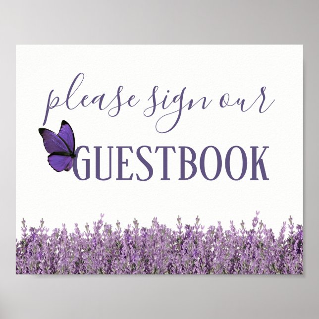 Lavender Floral Wedding Guestbook Sign (Front)
