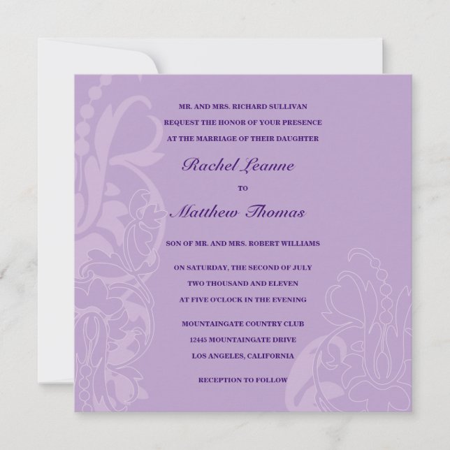 Lavender Floral Wedding Invitation (Front)