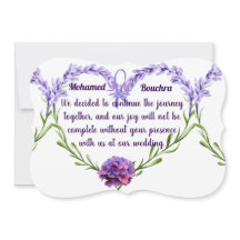 Lavender Floral Wedding Invitation – Elegant Heart