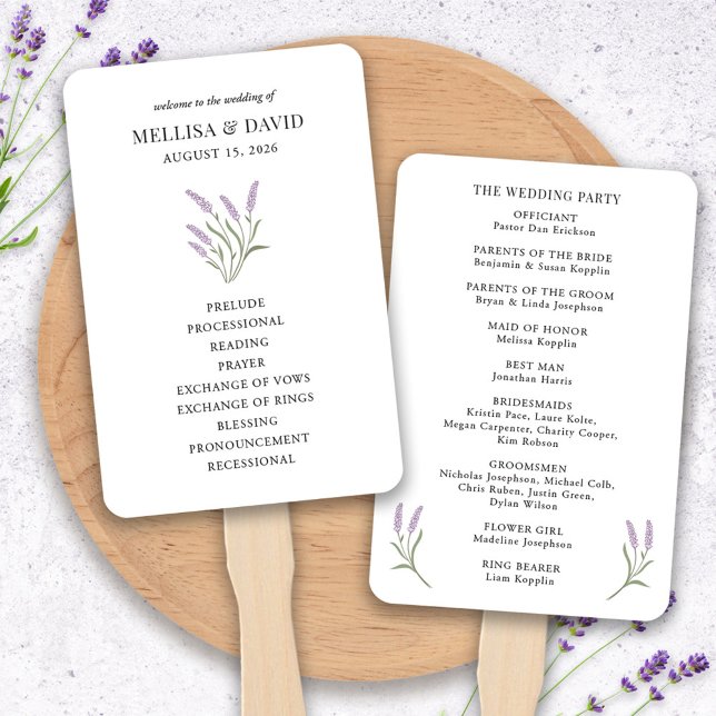 Lavender Floral Wedding Program Fan (Lavender Wedding Program Fan by Fiesta Valley Print)