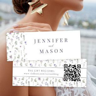 Lavender floral wedding QR registry insert card