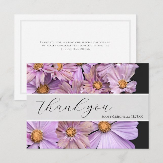 Lavender Floral Wedding Thank You Card (Front/Back)