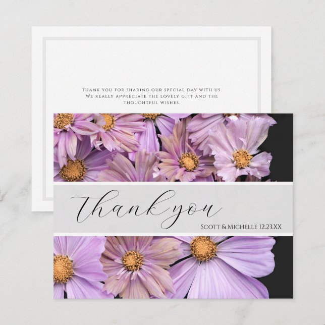 Lavender Floral Wedding Thank You Card (Front/Back)