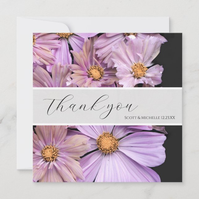 Lavender Floral Wedding Thank You Card (Front)