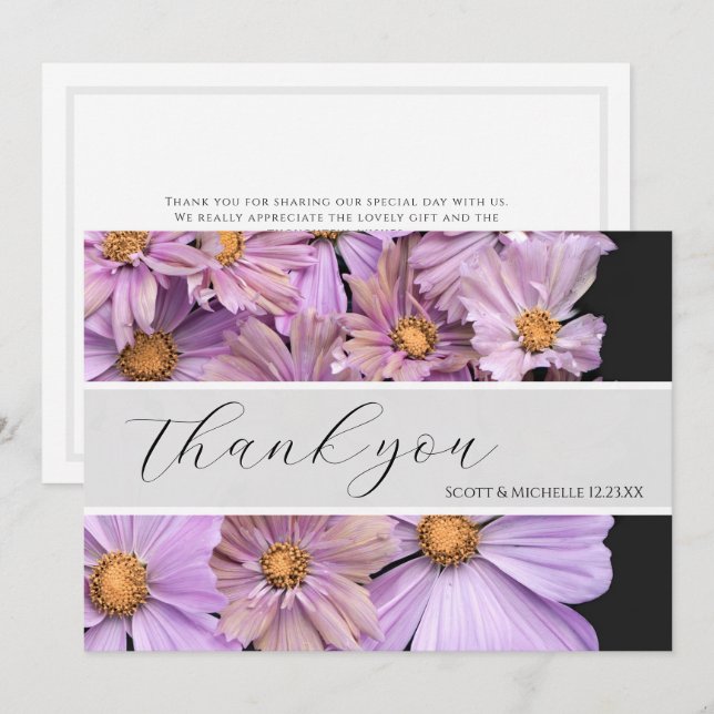 Lavender Floral Wedding Thank You Card (Front/Back)
