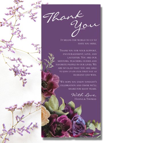Lavender Floral Wedding Thank You Place Card