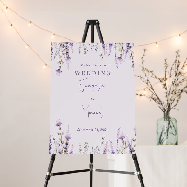 Lavender Floral Wedding Welcome Sign (In Situ (Stand))