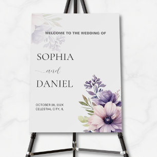 Lavender Floral Wedding Welcome Sign Elegant