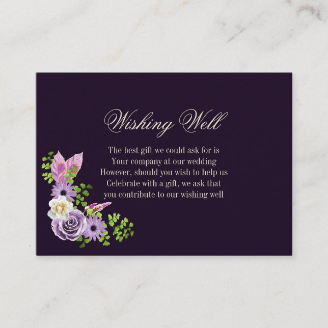 Lavender Floral Wedding Wishing Well Enclosure Card (Front)