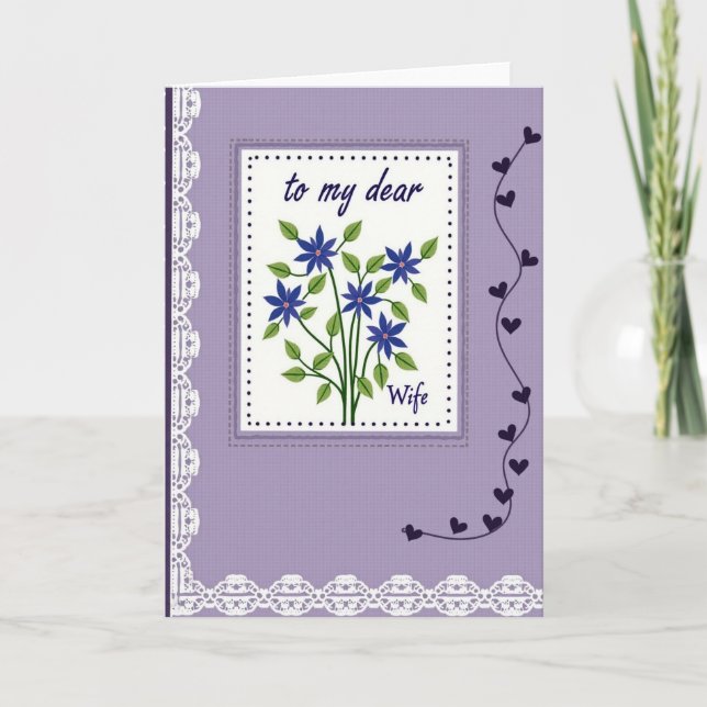 Lavender Floral Wife Mothers Day Card (Front)