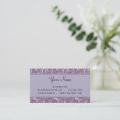 Lavender Floral Wisps & Stripes with Monogram Business Card (Standing Front)