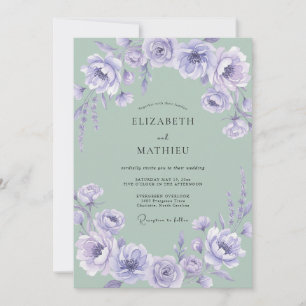 Lavender Floral Woodland Wedding Invitation