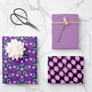 Lavender Floral Wrapping Paper Sheets