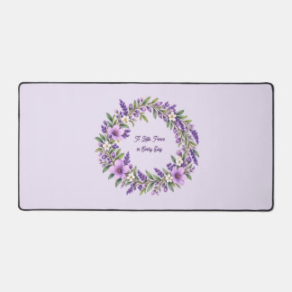 Lavender Floral Wreath Desk Mat