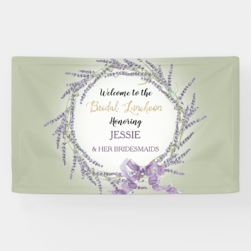 Lavender Floral Wreath Sage Green Bridal Luncheon Banner