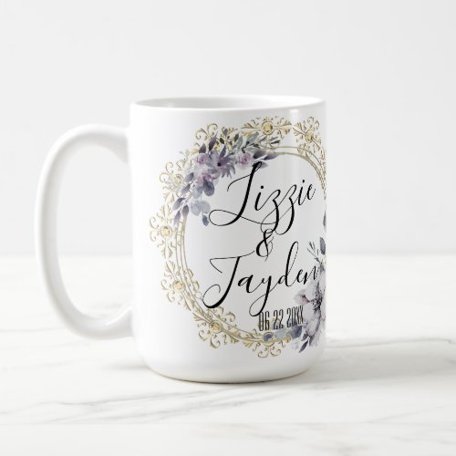 Lavender Floral Wreath Wedding Personalized  Coffee Mug
