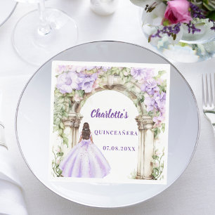 Lavender florals arch dress Quinceanera luncheon Napkins