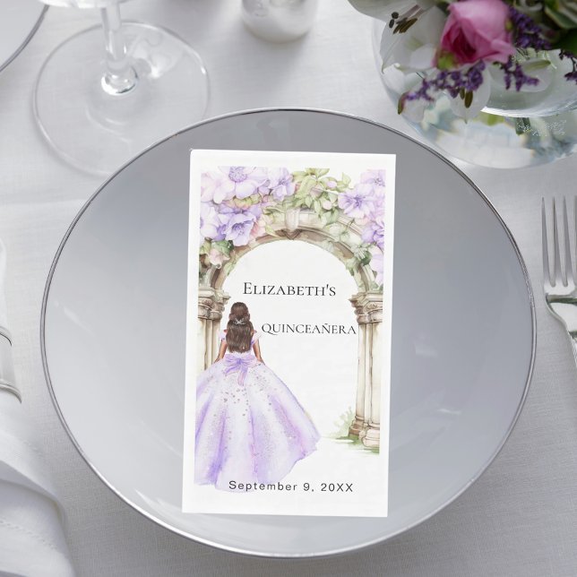 Lavender florals arch dress Quinceanera Paper Guest Towels (Creator Uploaded)
