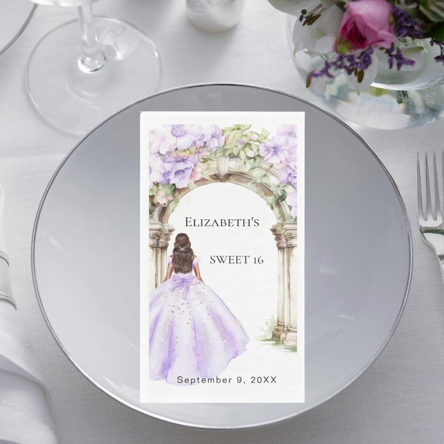 Lavender florals arch dress Sweet 16 Paper Guest Towels (Creator Uploaded)