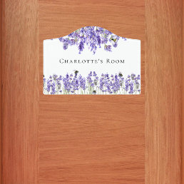 Lavender florals bees white name  door sign