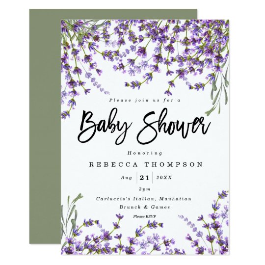 Lavender Florals Boho Modern Baby Shower Invitation Zazzle Com