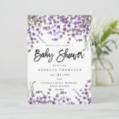 lavender florals boho modern baby shower invitation (Standing Front)