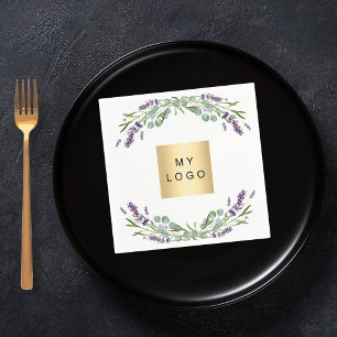 Lavender florals business logo napkins