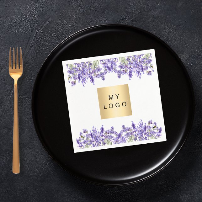 Lavender florals business logo napkins (Creator Uploaded)