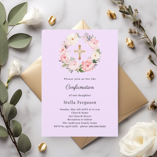 Lavender florals cross Confirmation