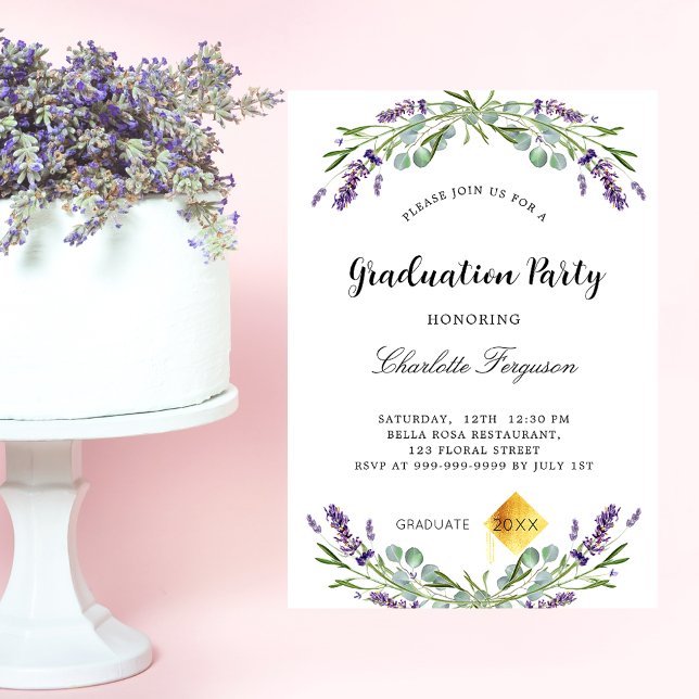 Lavender florals greenery Graduation Party luxury Invitation (Creator Uploaded)