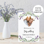 Lavender florals photo welcome program menu<br><div class="desc">Welcome text,  photo,  program,  menu and a thank you note on the back.  Decorated with lavender flowers and eucalyptus greenery.

You might have to adjust the menu text and the names on the back depending on how much text you need.</div>