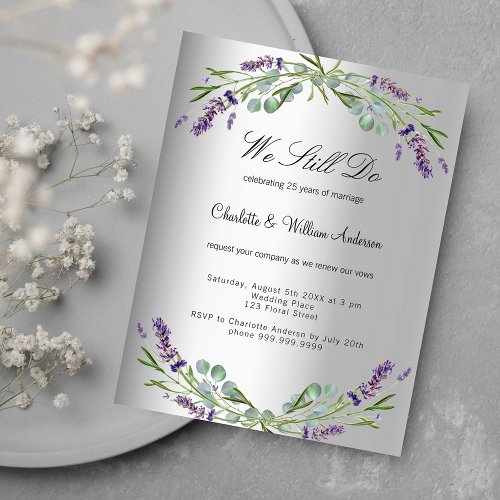Lavender florals silver budget vow renewal wedding
