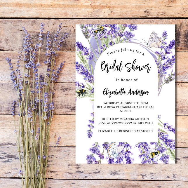 Lavender florals violet bridal shower invitation postcard (Creator Uploaded)