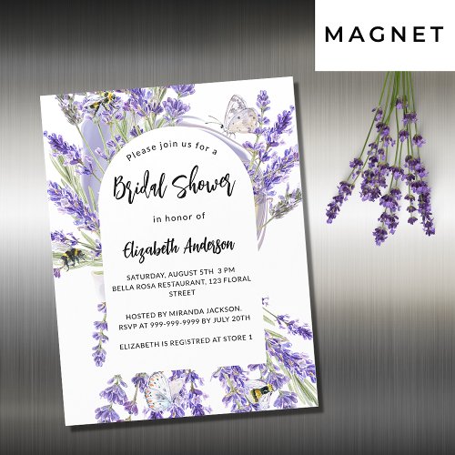 Lavender florals violet luxury bridal shower magnetic invitation