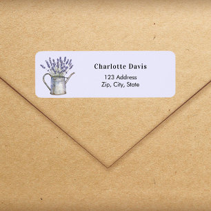 Lavender florals watering can return address label