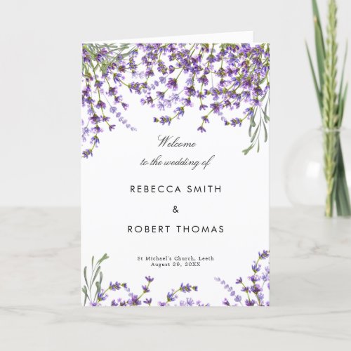 Lavender florals wedding ceremony order of service program