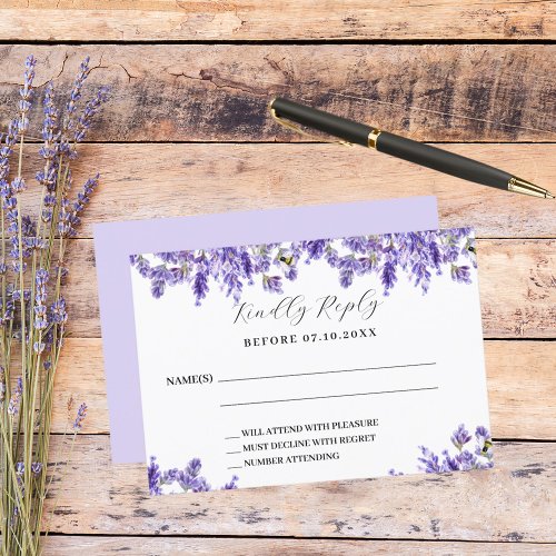 Lavender florals wedding RSVP response