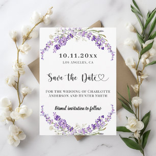 Lavender florals wedding save the date