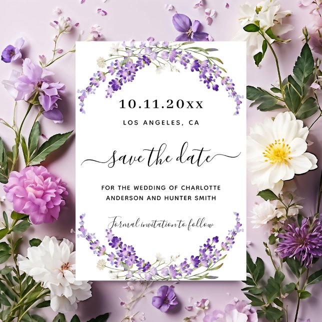 Lavender florals wedding save the date (Creator Uploaded)