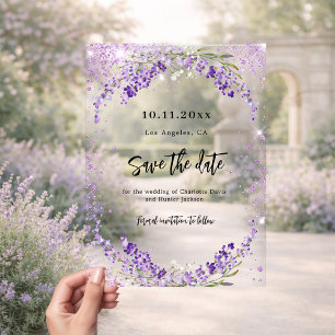 Lavender florals wedding Save the Date card