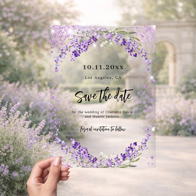 Lavender florals wedding Save the Date card (Creator Uploaded)