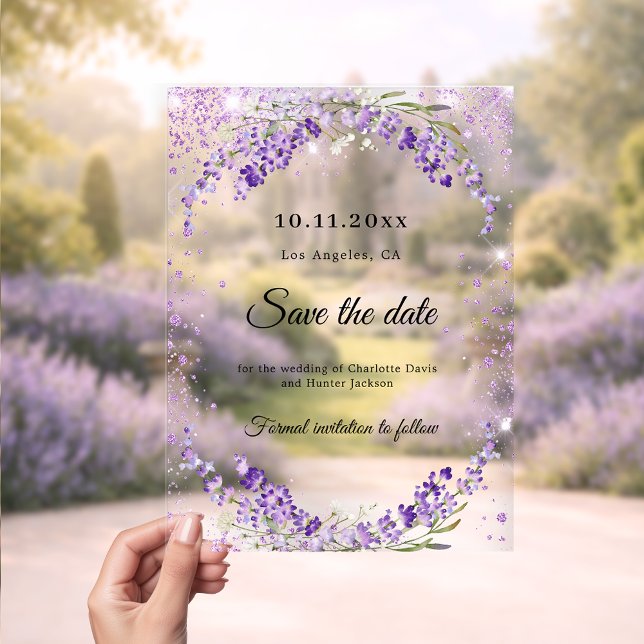 Lavender florals wedding Save the Date card (Creator Uploaded)