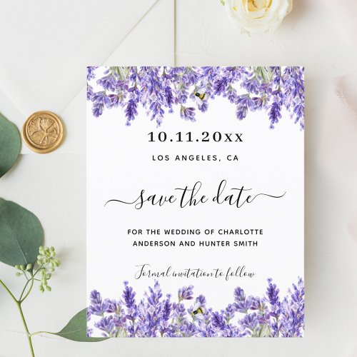 Lavender florals wedding save the date card