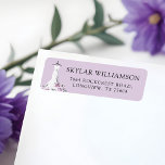 Lavender Florals White Wedding Dress Bridal Shower Label<br><div class="desc">Elegant, stylish, and trendy floral lavender garden bridal shower label. Design features our hand-painted chic, elegant, and modern sheer white wedding dress gown with a botanical garden of blooming lavender roses and florals. The floral dress is hanging on an ornate vintage-style dress hanger. Soft flower lace details and sparkling emblements...</div>